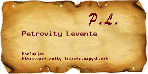 Petrovity Levente névjegykártya